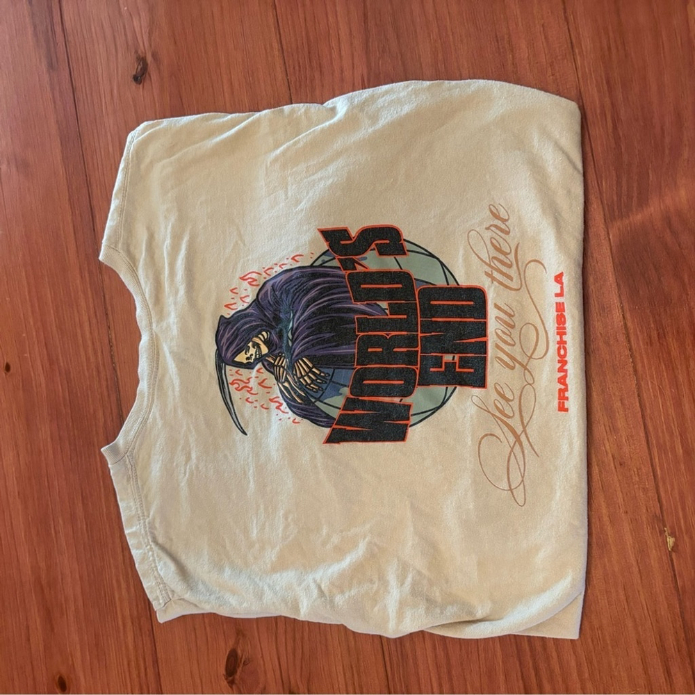 Franchise LA "World’s End" Graphic T-Shirt | Size Large | Reaper Globe Design